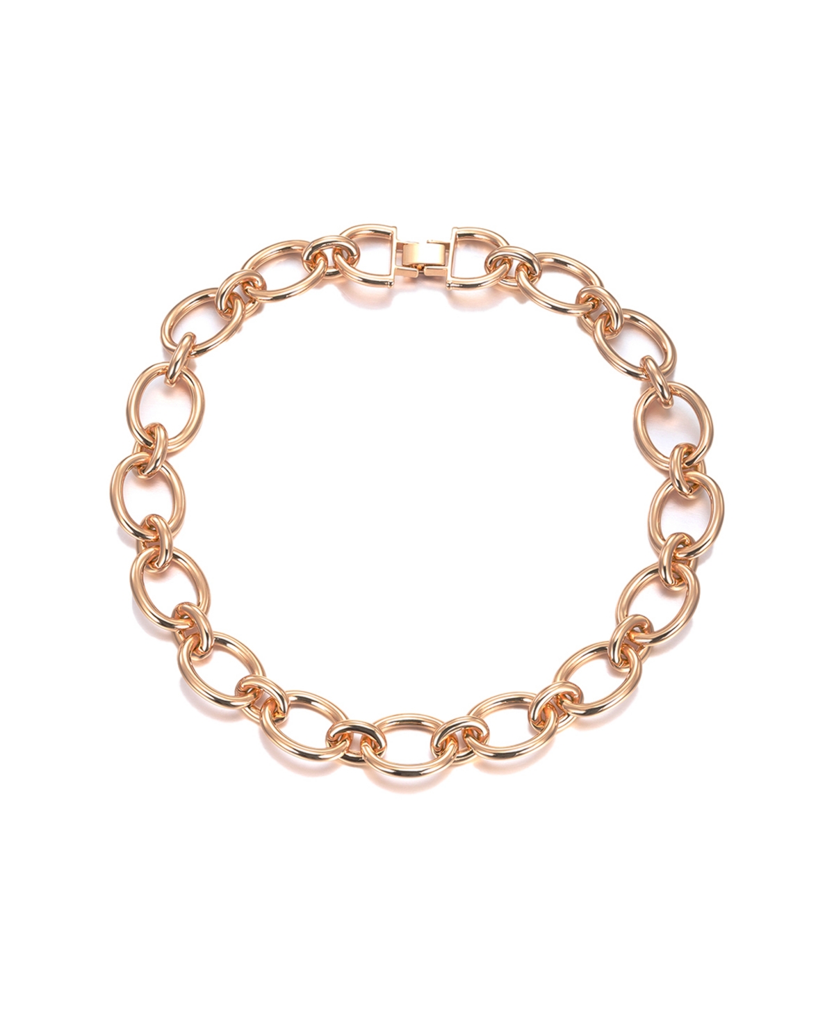 Solid Open Circle Link Choker Necklace - Gold