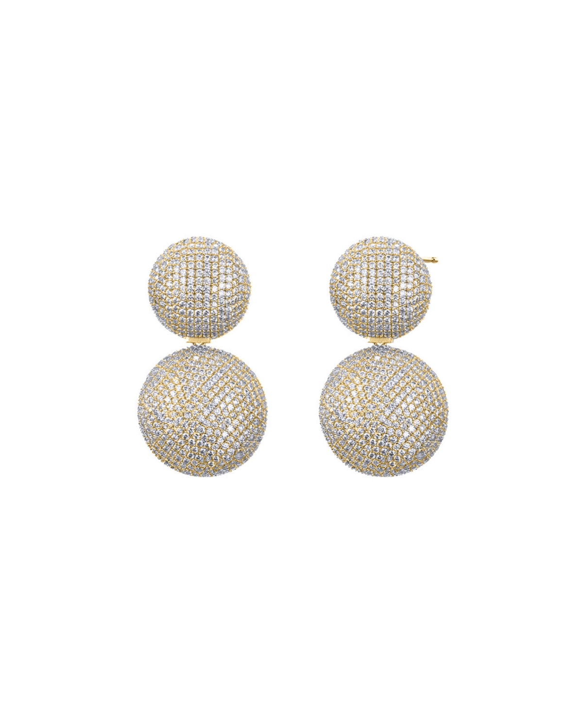 Shop By Adina Eden Pave Puffy Double Circle Drop Stud Earring In Gold