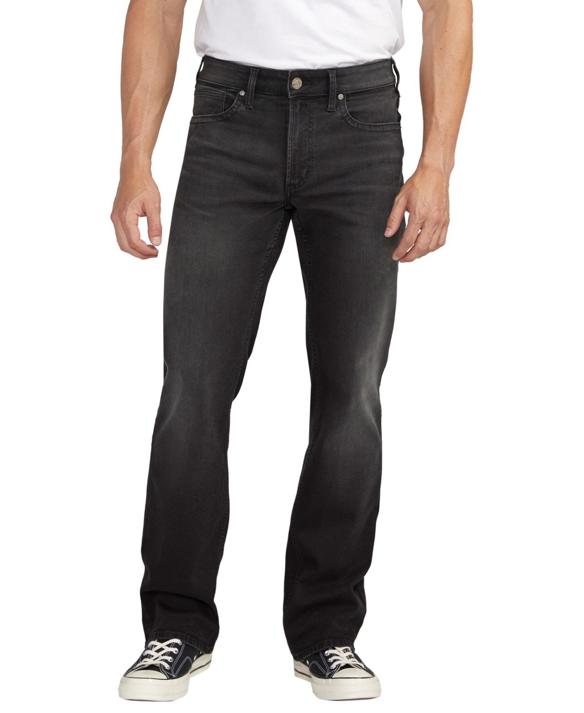 Shop Silver Jeans Co. Men's Zac Relaxed Fit Straight Leg Jeans In Black