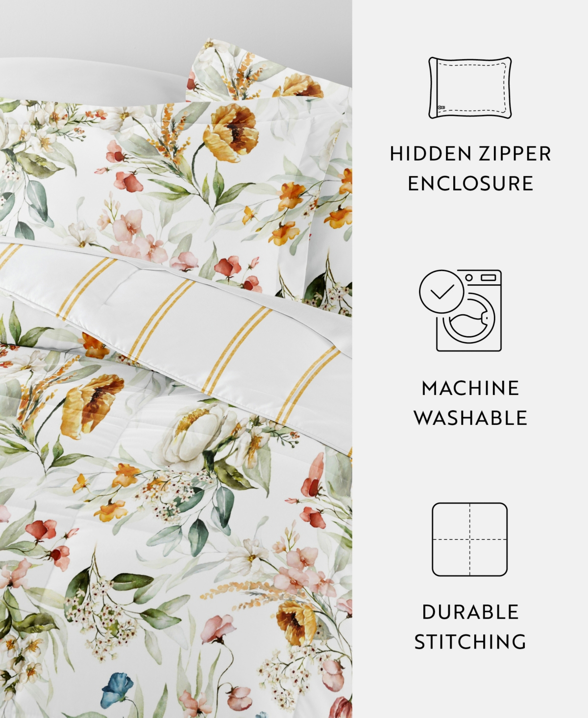 Ienjoy Home Chintz Floral Stripe 3 Piece Comforter Sets In Clay