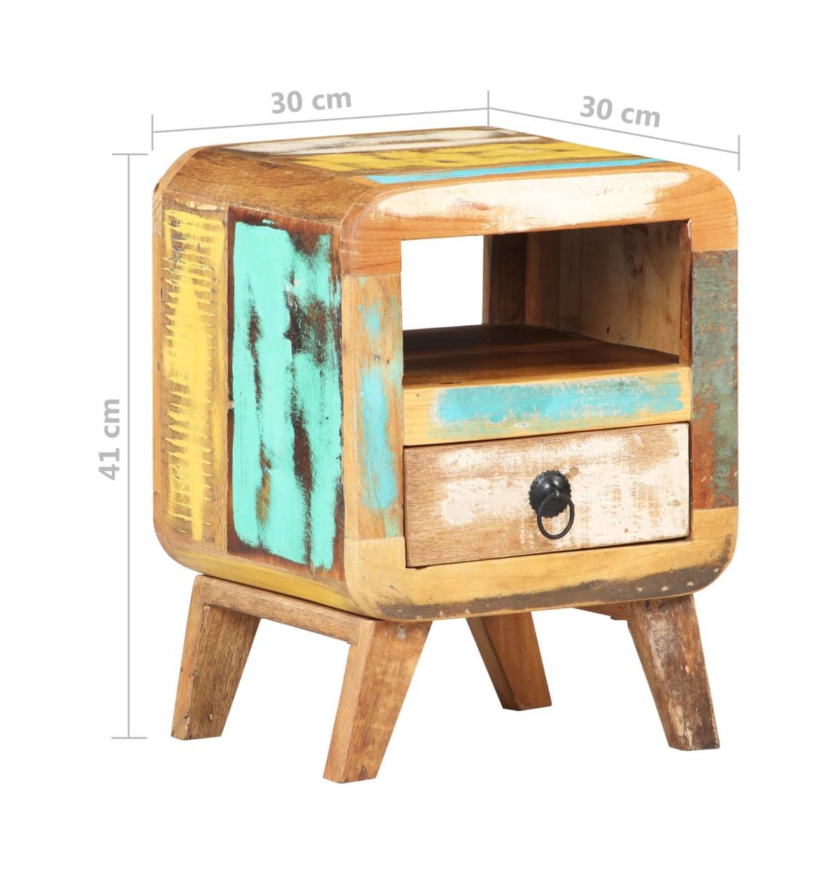 Bedside Cabinet 11.8"x11.8"x16.1" Solid Reclaimed Wood