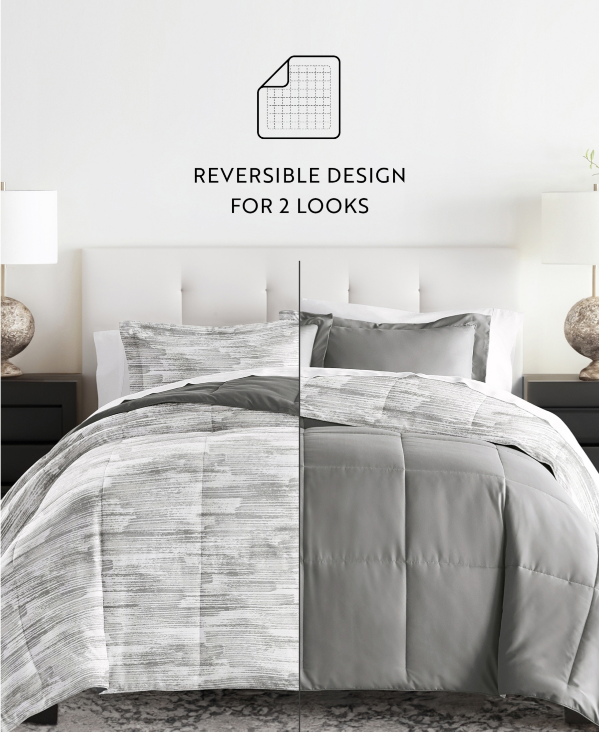 Ienjoy Home Textured Stripe 3-piece Comforter Set, Full/queen In Gray