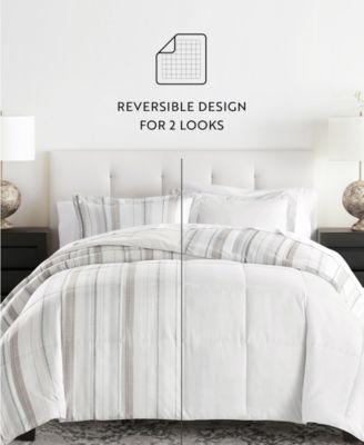 Vertical Stripe 3-Piece Comforter Set, Full/Queen