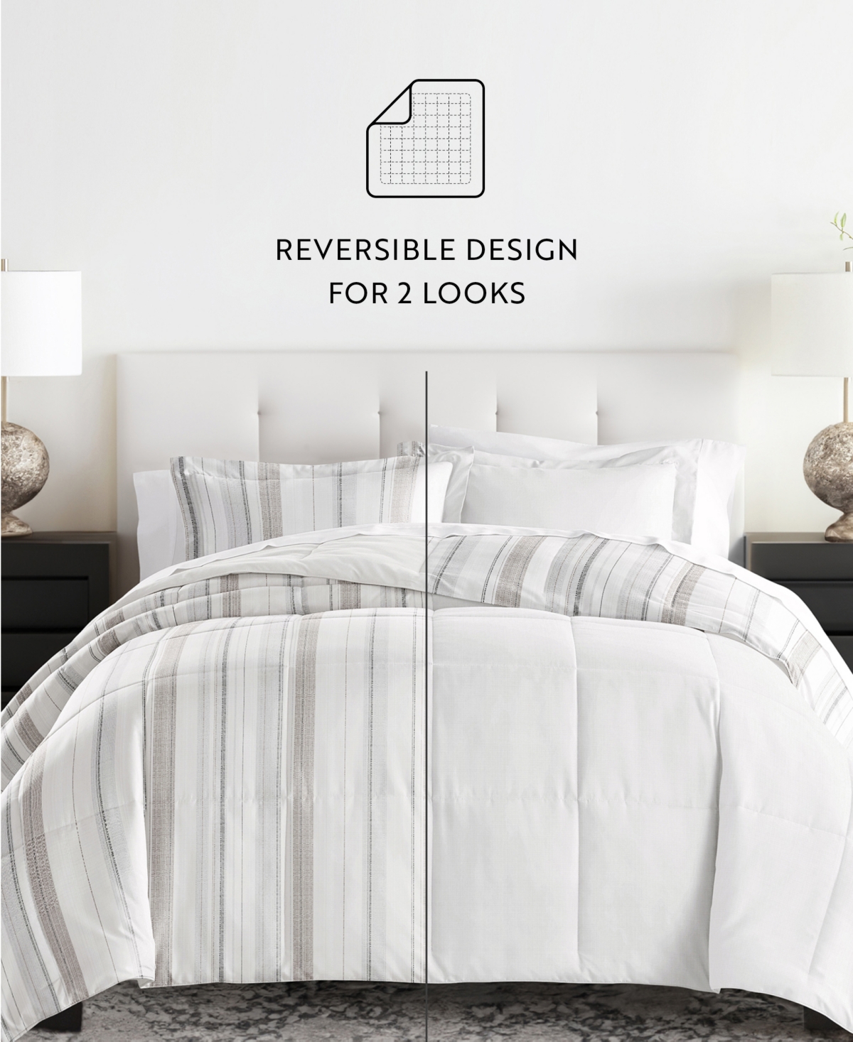 Ienjoy Home Foliage Stripe 3-piece Comforter Set, Full/queen In Dune