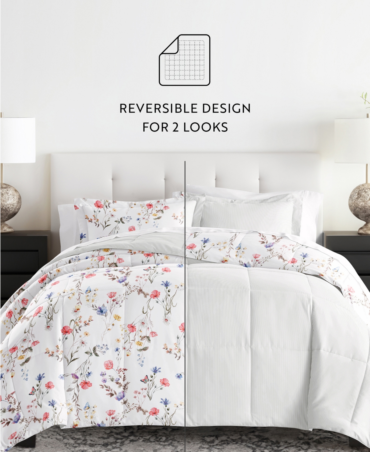 Ienjoy Home Meadow Floral Stripe 2-piece Comforter Set, Twin/twin Xl In Pink