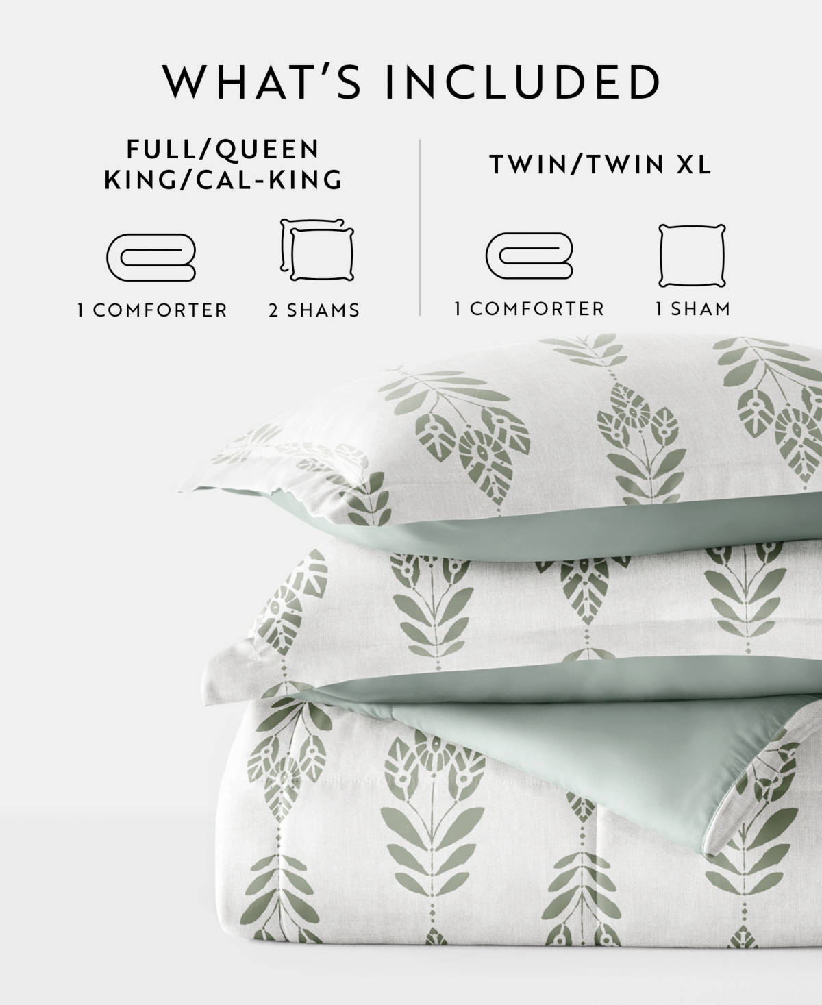 Ienjoy Home Folk Leaves 2-piece Comforter Set, Twin/twin Xl In Eucalyptus