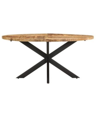 Dining Table Rough Mango Wood Powder-Coated Steel