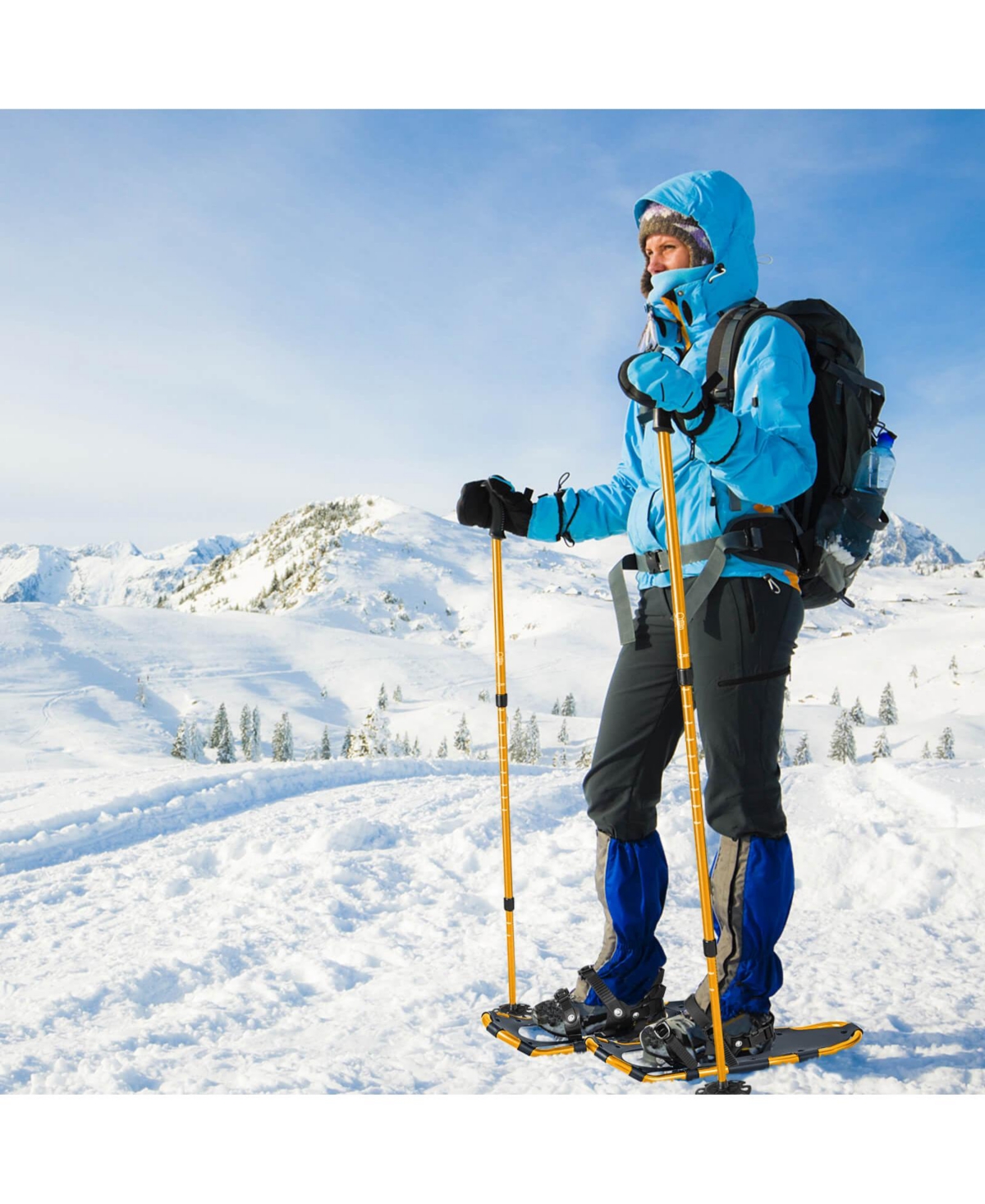 4-in-1 Lightweight Terrain Snowshoes with Flexible Pivot System-21 inches - black