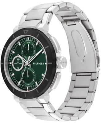 Men's Multifunction Silver-Tone Stainless Steel Watch 44mm