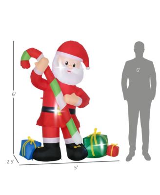72" Christmas Inflatables Santa Claus with Candy Cane for Yard