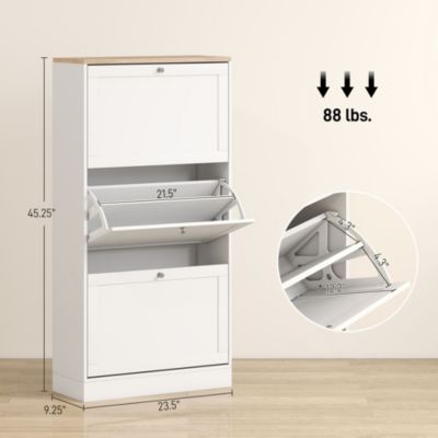 Modern Shoe Cabinet with 3 Flip Drawers for 12-18 Pairs,