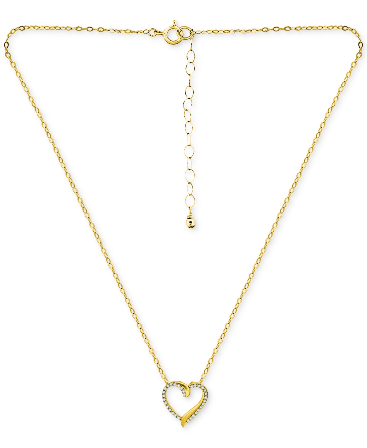 Giani Bernini Cubic Zirconia Open Heart Pendant Necklace In Gold Over Silver, 16" + 2" Extender, Created For Macy' In Multi