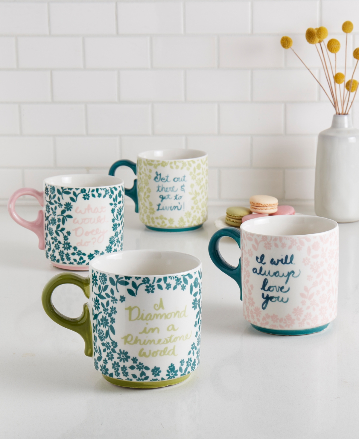 Dolly Parton Phrase Mugs, Set Of 4 In Multi