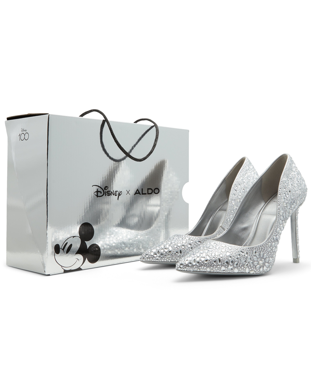Shop Aldo X Disney Women's D100 Stessy Rhinestone High Heel Pumps In Silver