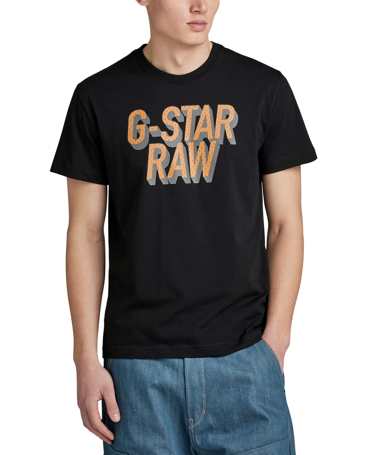 Men's Regular-Fit 3D Dotted Logo T-Shirt - Dk Black