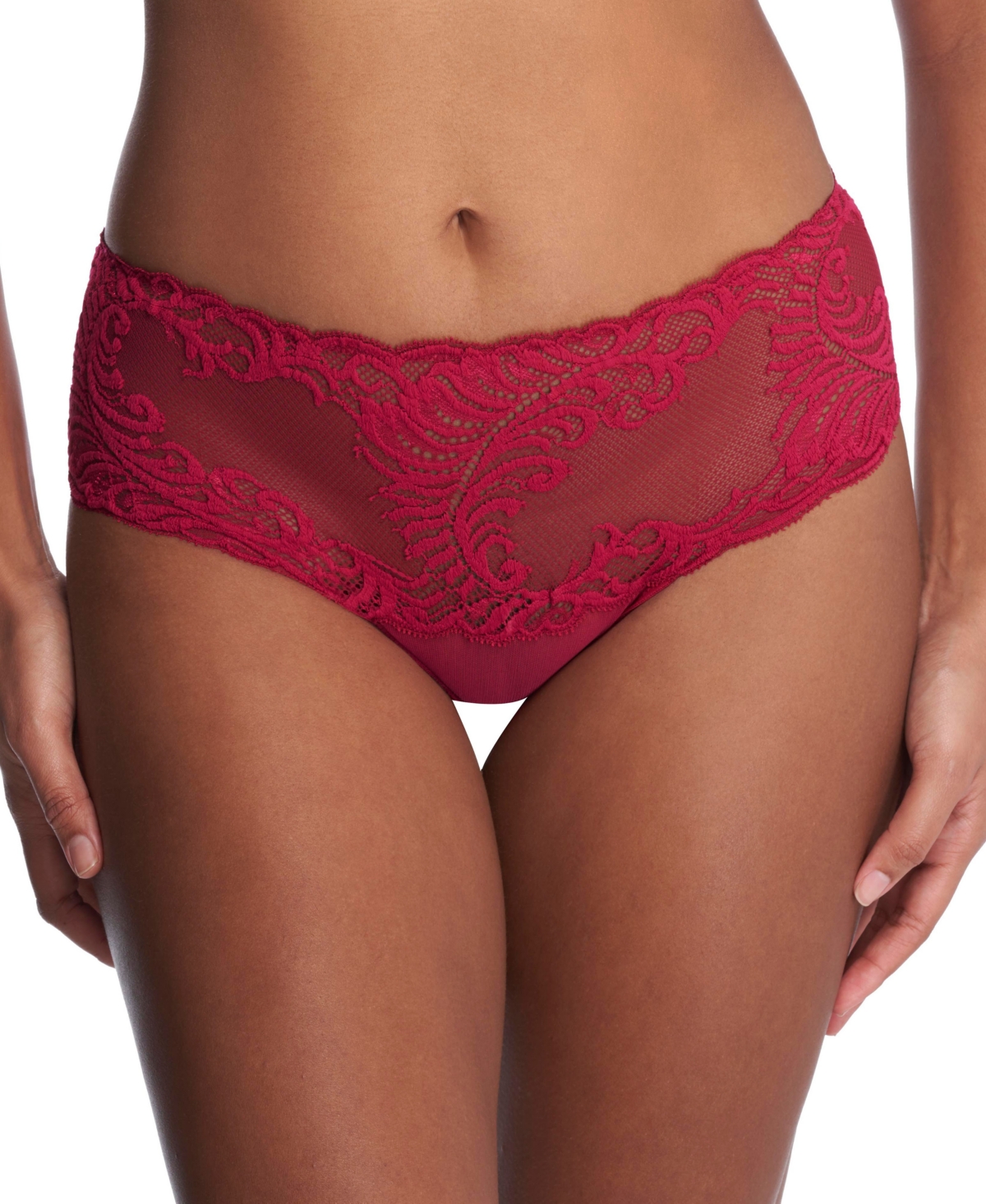 Women's Feathers Lace Brief Underwear 756023 - Pomegranate