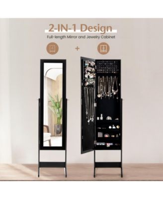 Mirrored Standing Jewelry Cabinet Storage Box