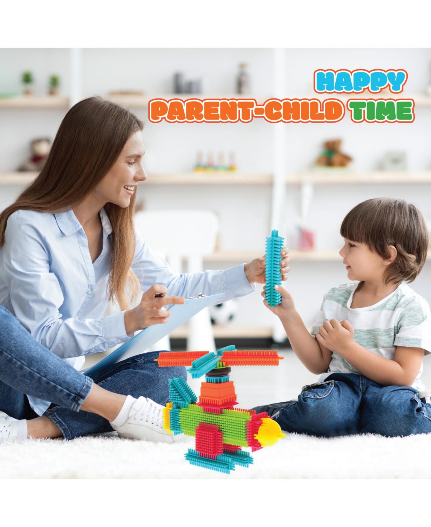 Детский конструктор Contixo Stem Bristle Shape 3D Tiles ST7 244-Piece Building Set, Ages 3-8 — фото 2