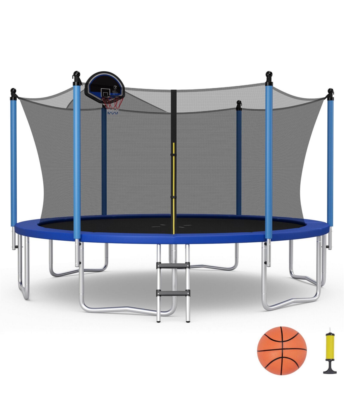 Outdoor Recreational Trampoline with Ladder and Enclosure Net-12 ft - Open Miscellaneous