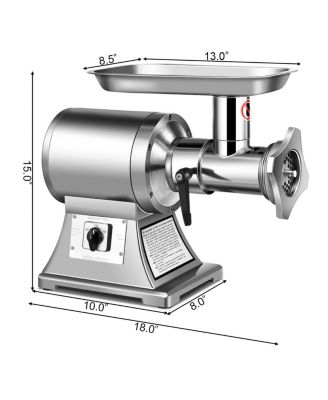 Heavy Duty 1.5HP 1100W 550LB/h Commercial Grade Meat Grinder