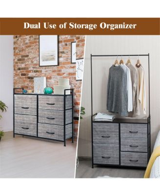 5 Fabric Drawers Dresser with Metal Frame and Wooden Top