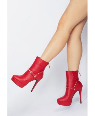 Womens Dejang Metal Stud Embellished Faux Leather Ankle Boot