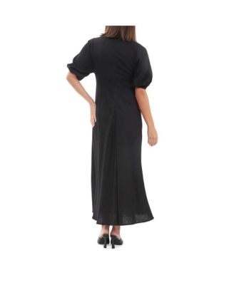 Camille Tie Front Linen Maxi Dress Black