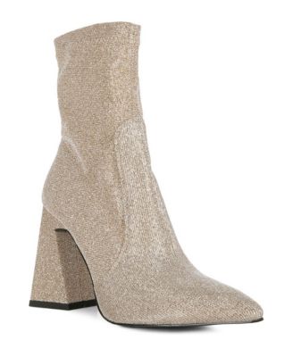 Womens Hustlers Shimmer Block Heeled Ankle Boots
