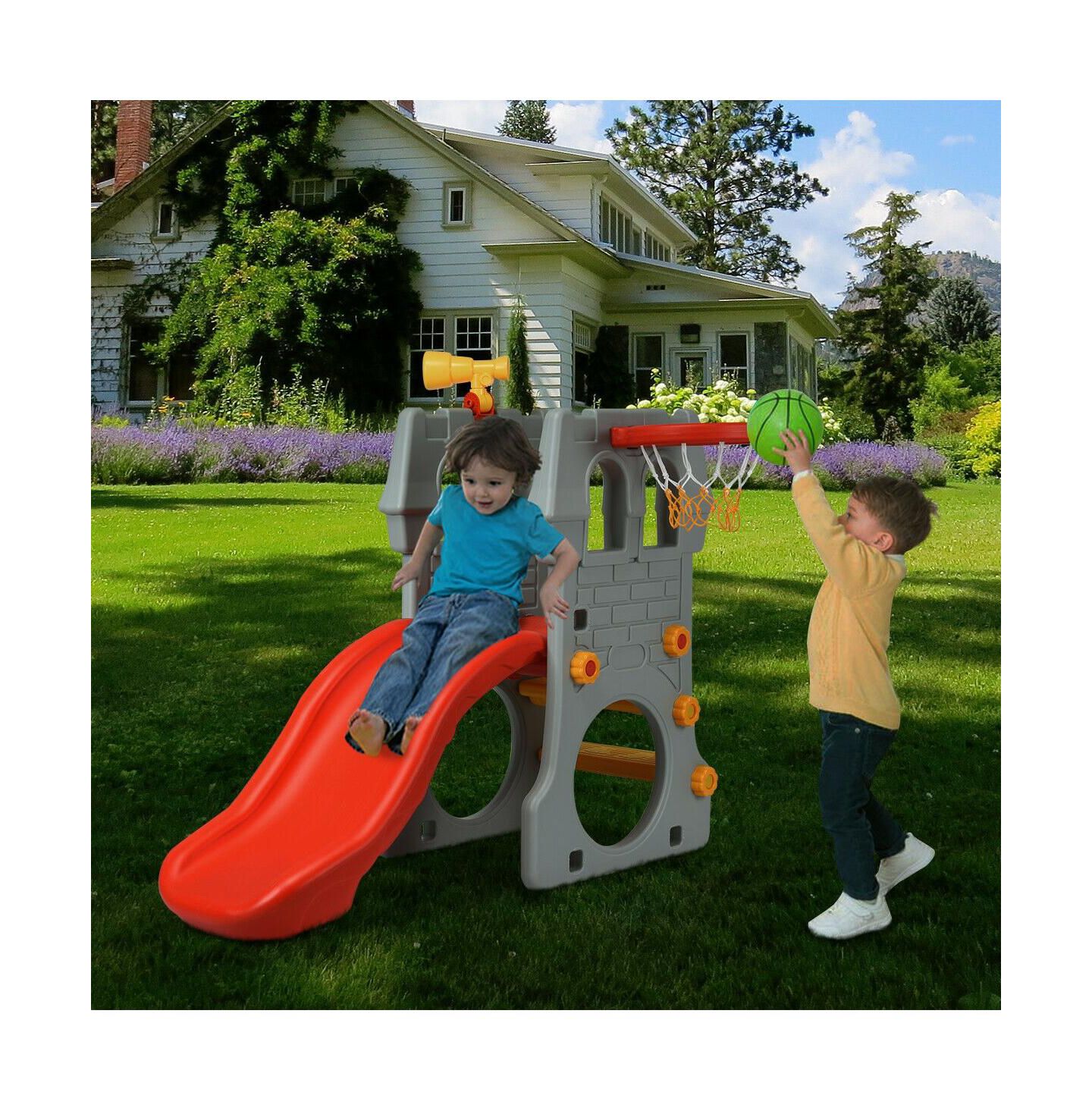 Детский игровой набор INOLAIT 5 in 1 Toddler Climber Slide Playset with Basketball Hoop and Telescope — фото 10