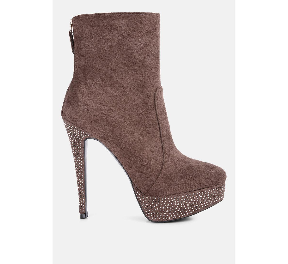 espiree microfiber high heeled ankle boots - Taupe