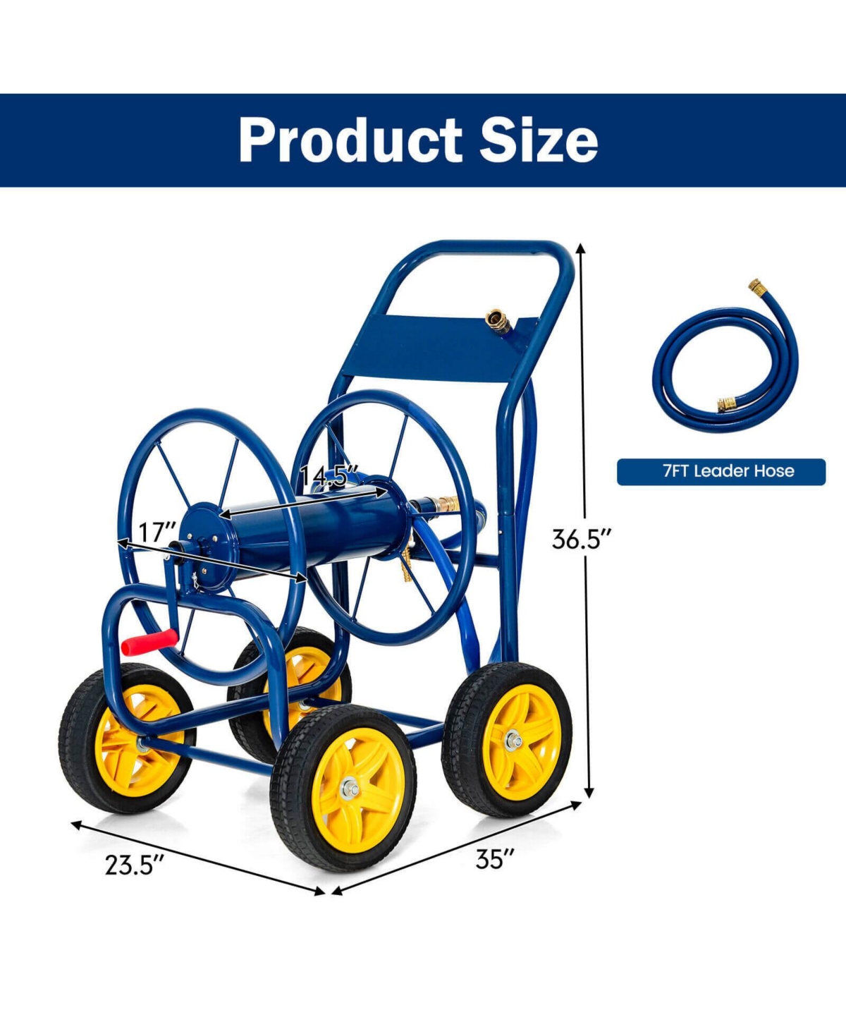 Inolait Garden Hose Reel Cart Holds 330ft of 3/4 Inch or 5/8 Inch Hose