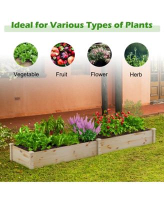 Wooden Raised Garden Bed Outdoor for Vegetables Flowers Fruit
