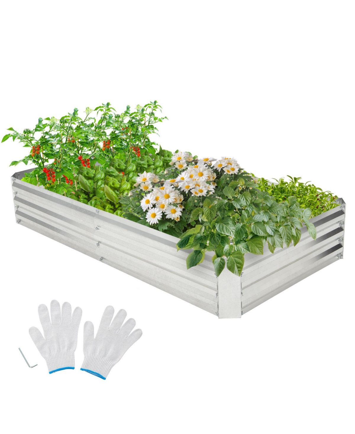 Metal Galvanized Raised Garden Bed with Open-Ended Base - Silver