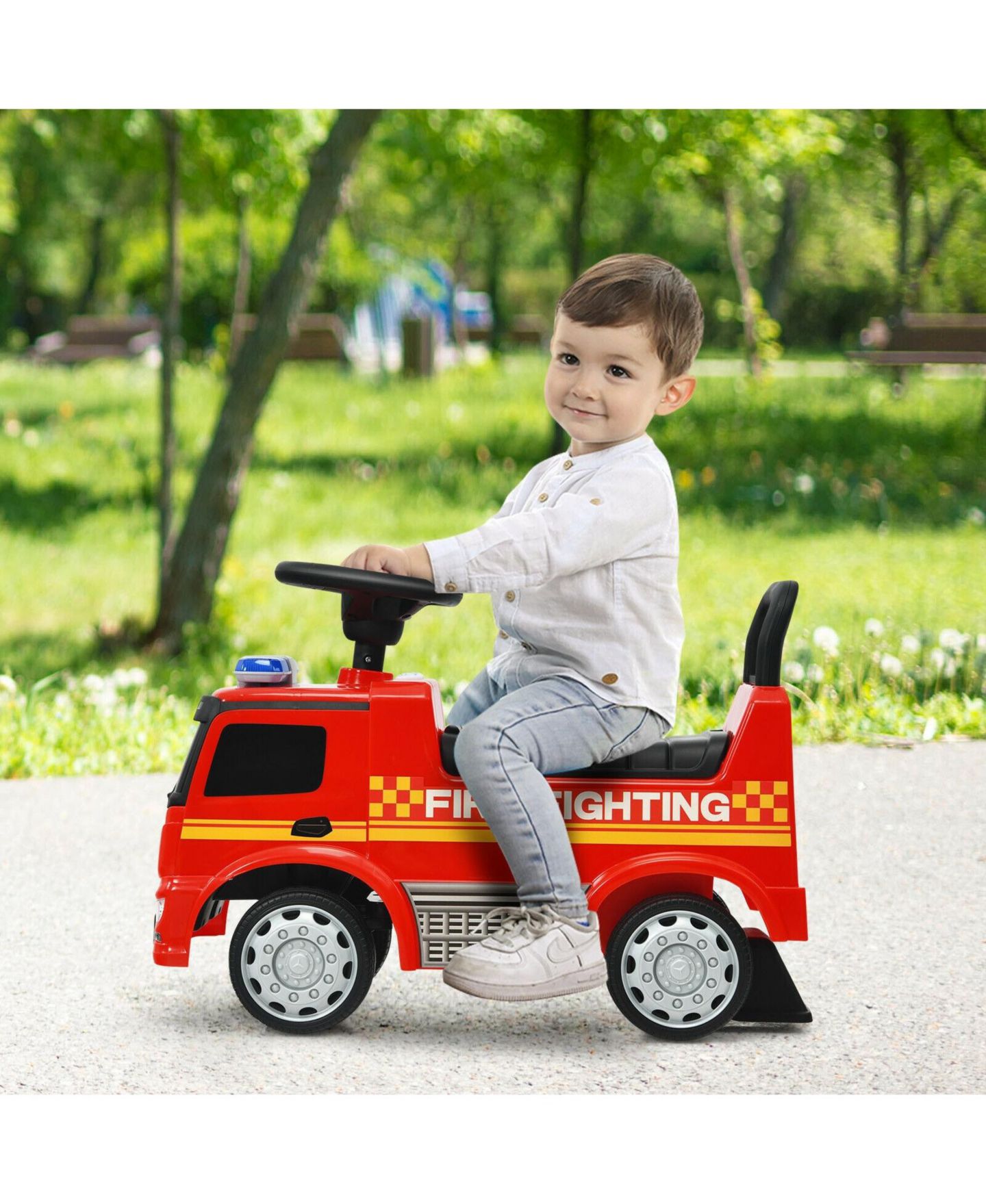 Детская игрушка SUGIFT Licensed Mercedes Benz Fire Engine Racer Ride-On Push Car, Ages 1+ — фото 10