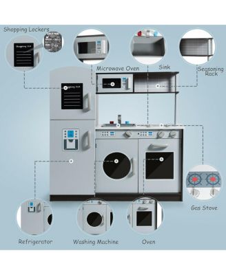 Kids Pretend Play Kitchen Cooking Set with Simulated Sound
