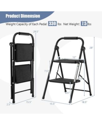 Wide Anti-Slip Pedal 2-Step Ladder