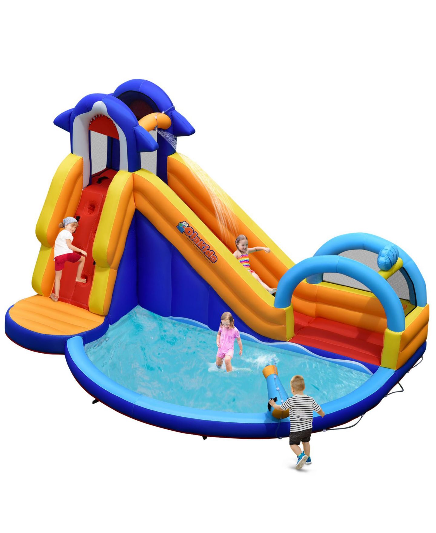Детская игрушка INOLAIT Shark-Themed Inflatable Bounce House with Splash Pool, 14'L x 10'W x 8.5'H, for Up to 4 Kids, Ages 3-10 — фото 1