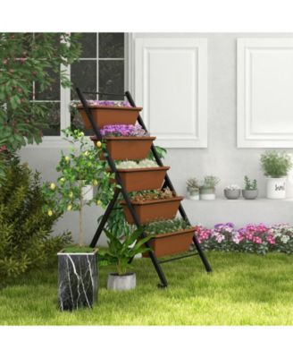 5-Tier Vertical Raised Garden Bed with Wheels and Container Boxes
