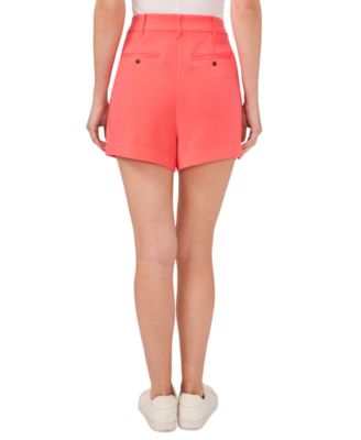 Women's Solid Pleated Side-Pocket Shorts