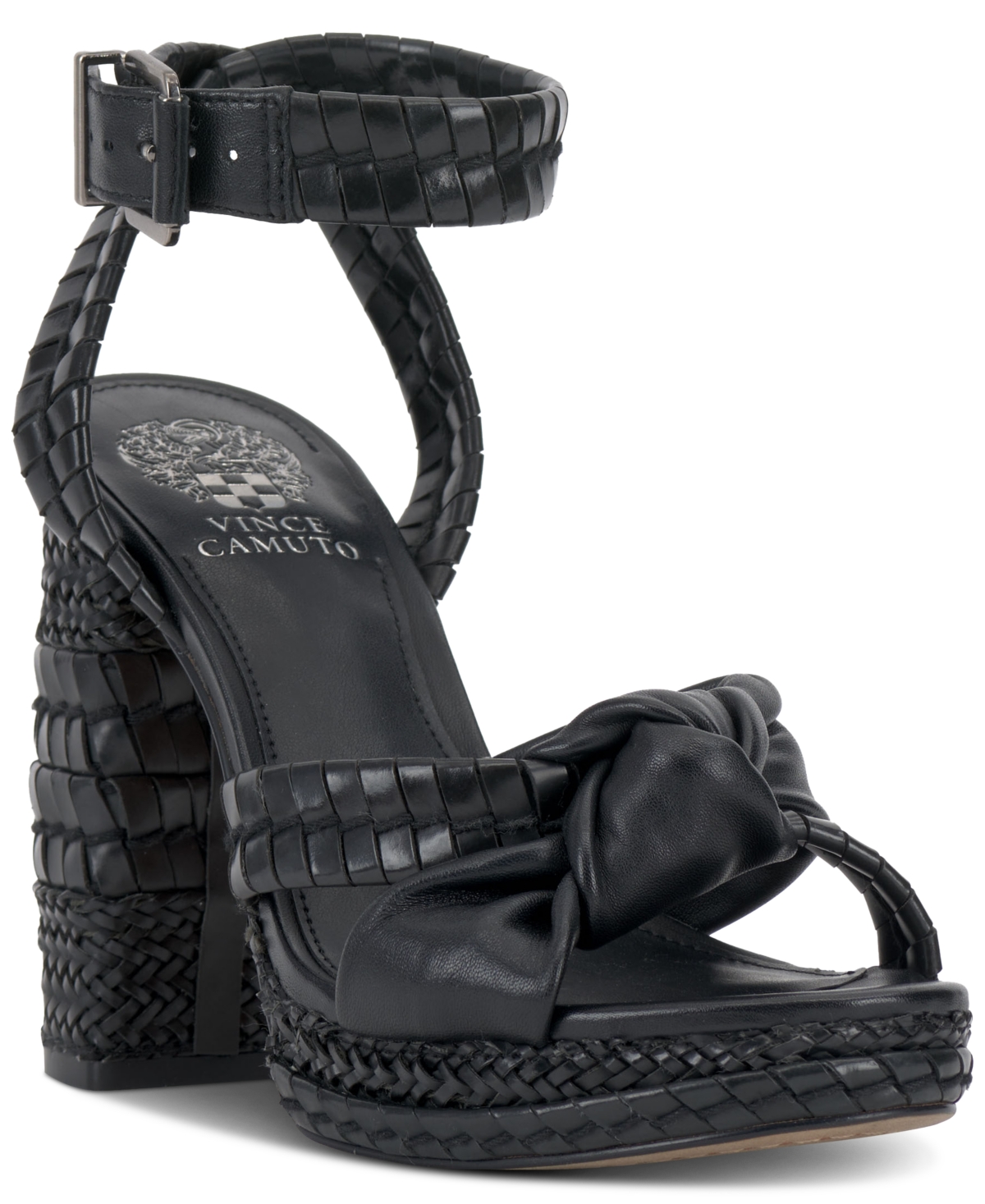 Shop Vince Camuto Fancey Woven Platform Dress Sandals In Black