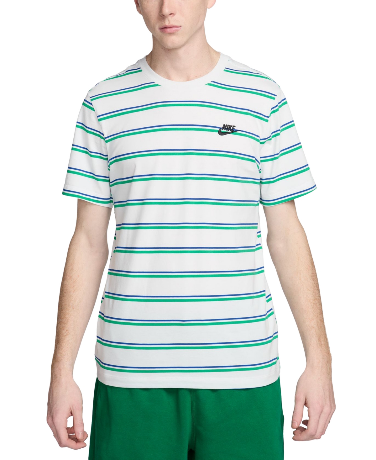 Shop Nike Men's Sportswear Club Stripe T-shirt In Platinum Tint