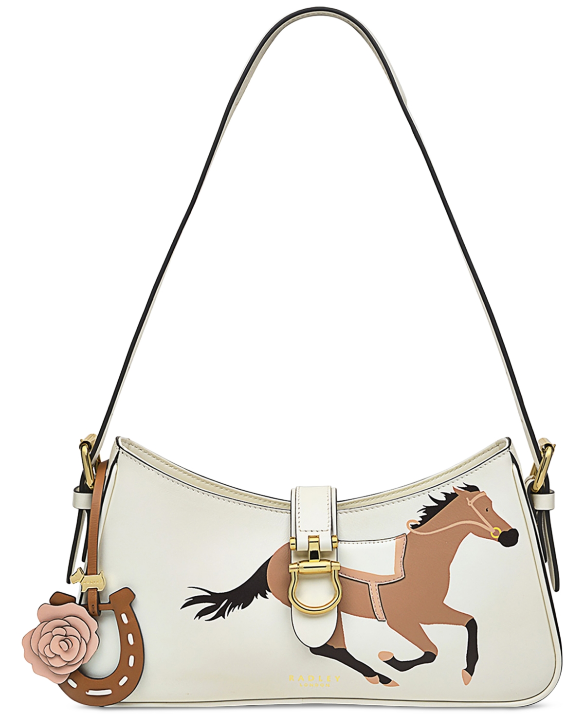 Radley London Kentucky Derby Ss24 Small Zippered Leather Shoulder In Chalk
