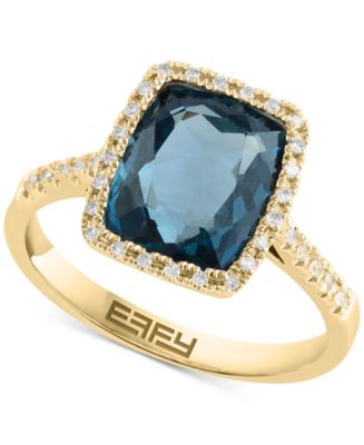 EFFY® London Blue Topaz (4-1/5 ct. t.w.) & Diamond (1/8 ct. t.w.) Halo
