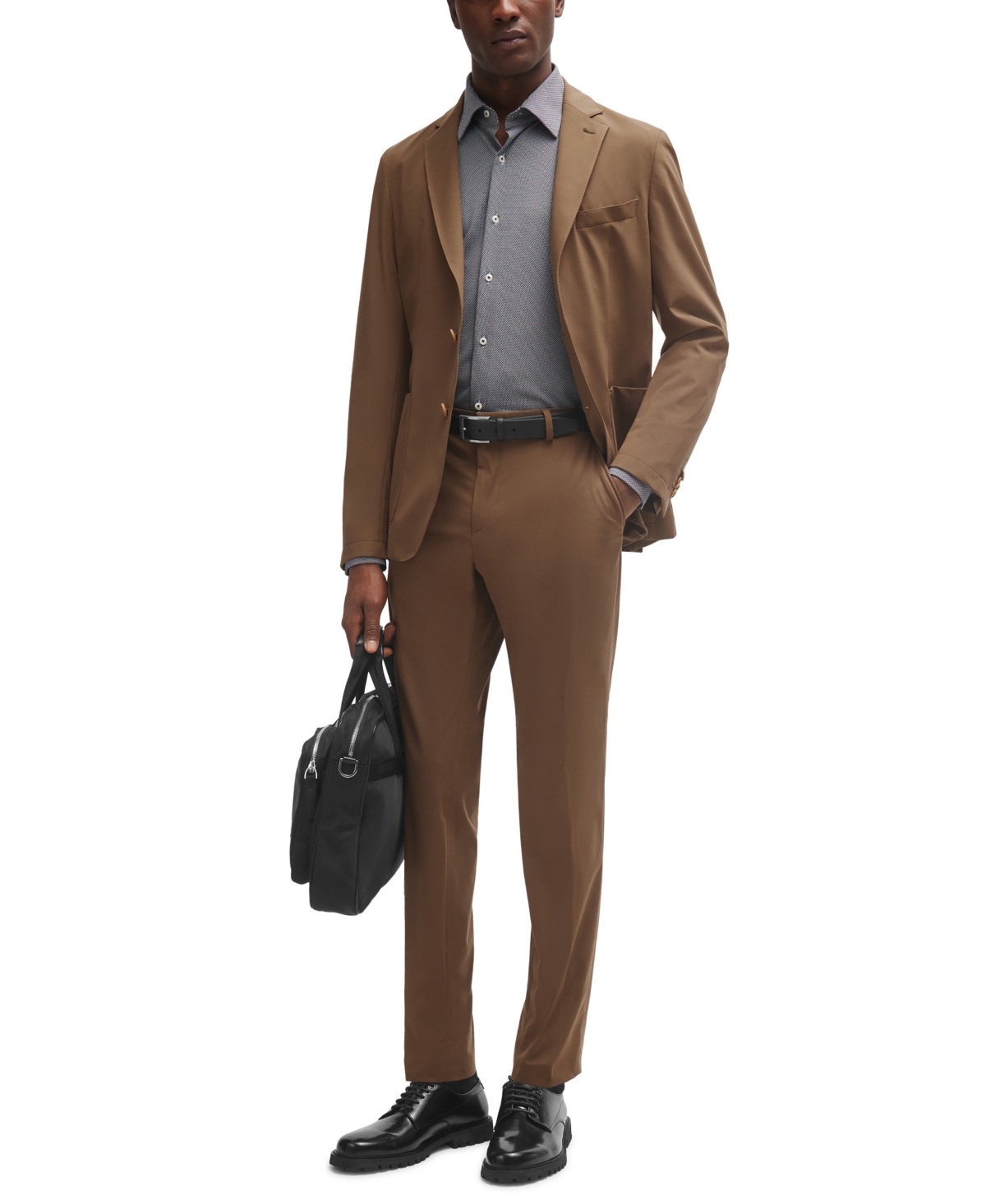 Boss by Hugo Boss Men's Structured Performance-Stretch Fabric Slim-fit Dress Shirt