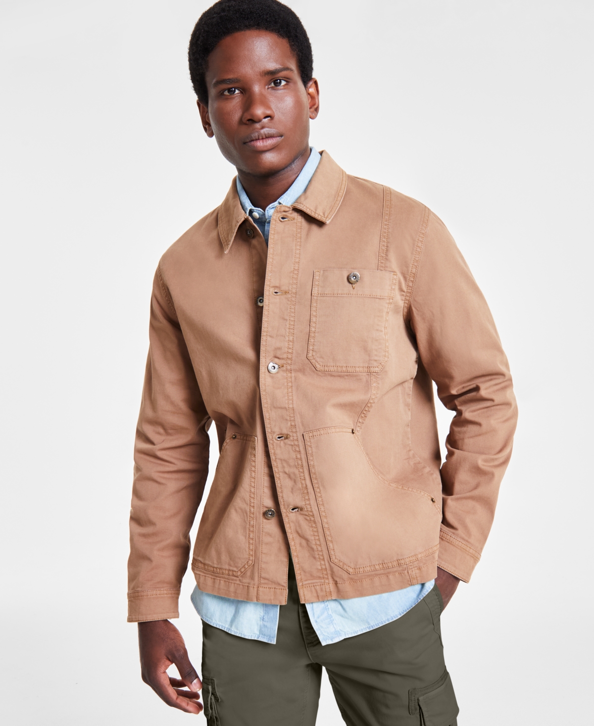 Shop Sun + Stone Men's Christopher Regular-fit Chore Jacket, Created For Macy's In Dull Gold