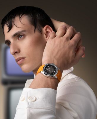 Men's Swiss Automatic Multifort Orange Rubber Strap Watch 41mm