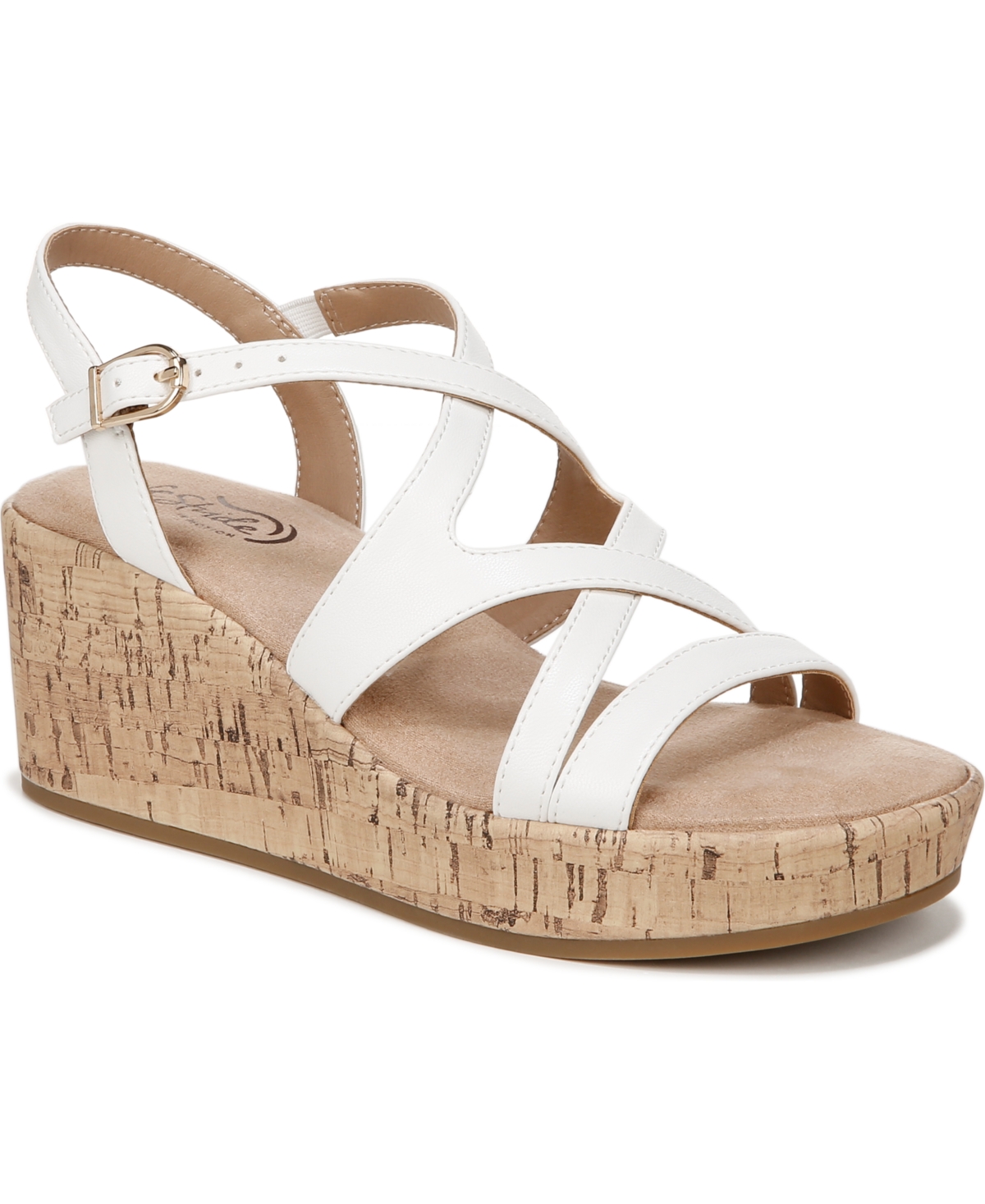 Lifestride Bailey Strappy Platform Sandals In Bright White Faux Leather