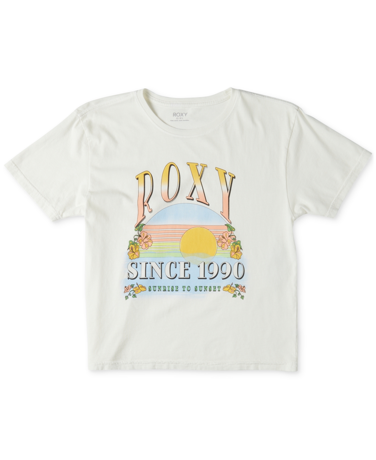 Roxy Kids' Big Girls Sunrise To Sunset Graphic Cotton T-shirt In Snow White
