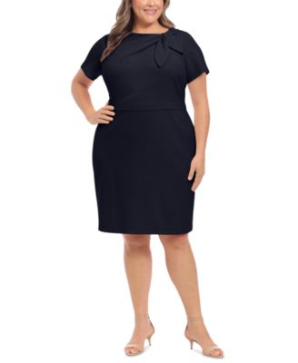 Plus Size Bow-Neck Sheath Dress
