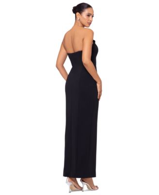Petite Tuxedo-Neck Strapless Gown 